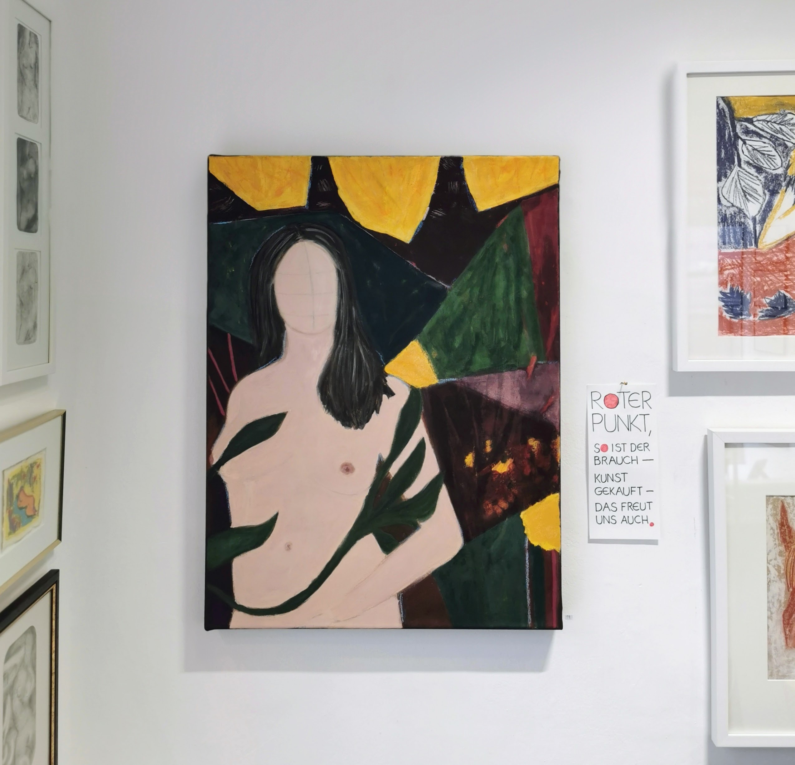 Zeitgenössisches Kunstwerk von Graziella Musumeci an der Wand, künstlerische Werke aus Tirol